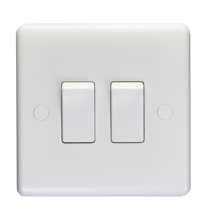 Carlisle Brass Eurolite Enhance White Plastic 2 Gang 2 Way Rocker Switch