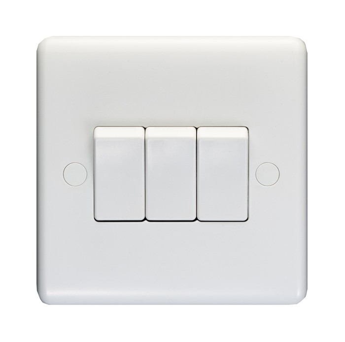 Carlisle Brass Eurolite Enhance White Plastic 3 Gang 2 Way Rocker Switch