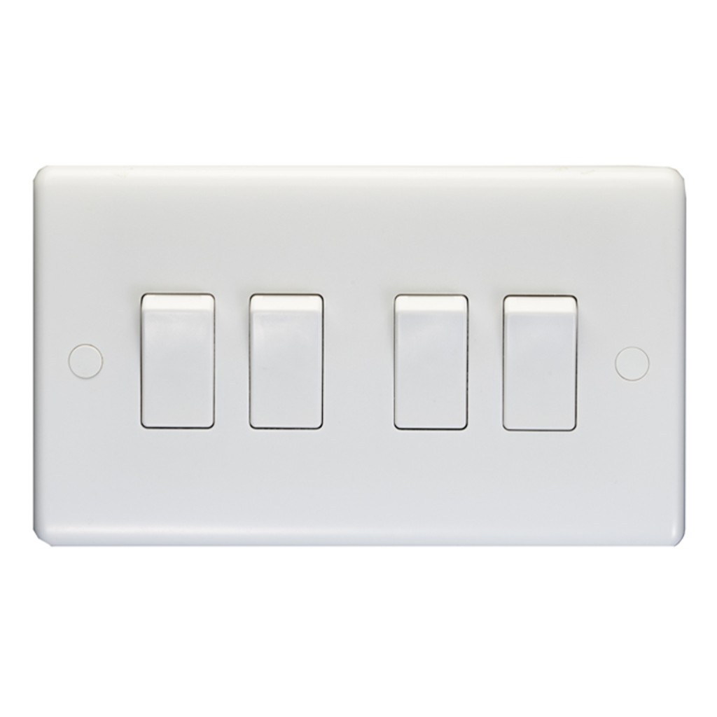 Carlisle Brass Eurolite Enhance White Plastic 4 Gang 2 Way Rocker Switch