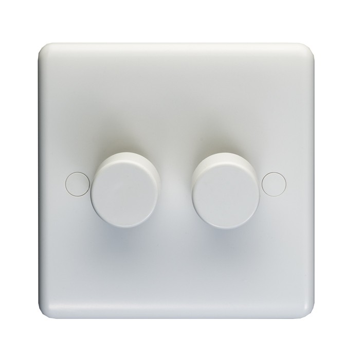 Carlisle Brass Eurolite Enhance White Plastic 2 Gang 2 Way LED Dimmer (400W)