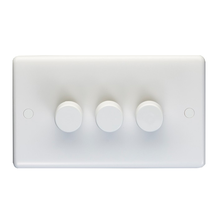 Carlisle Brass Eurolite Enhance White Plastic 3 Gang 2 Way LED Dimmer (400W)