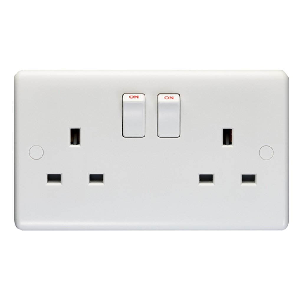 Carlisle Brass Eurolite Enhance White Plastic Double Switched Single Pole Socket