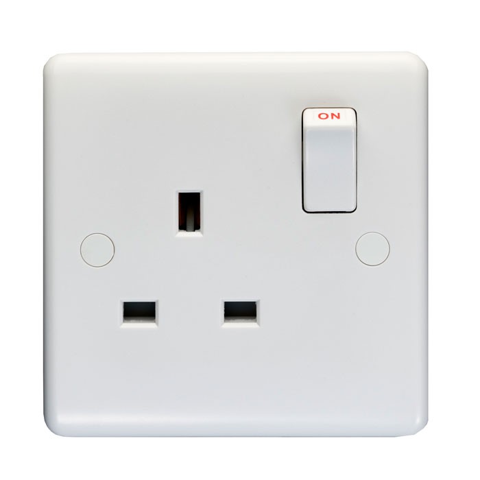 Carlisle Brass Eurolite Enhance White Plastic Single Switched Double Pole Socket