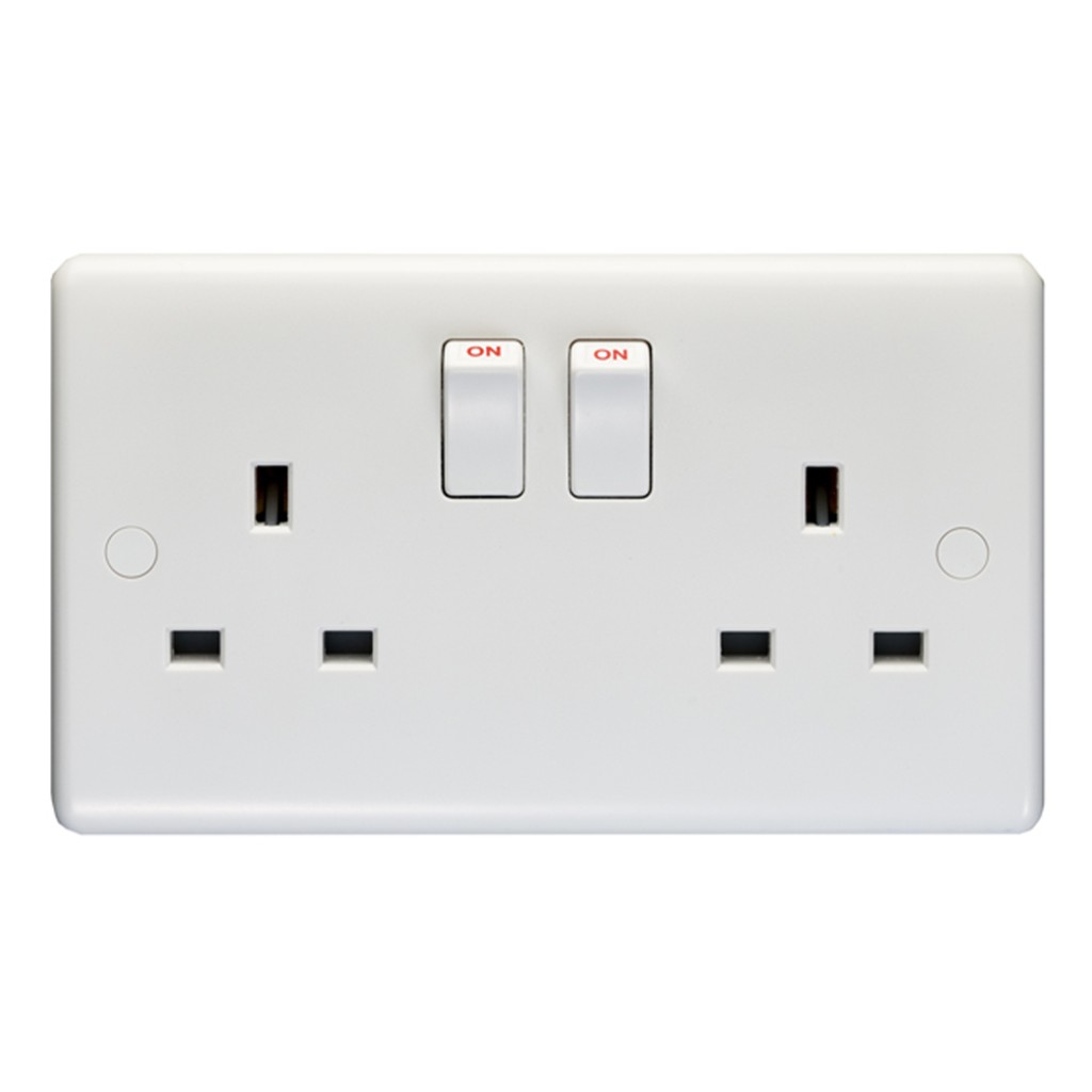 Carlisle Brass Eurolite Enhance White Plastic Double Switched Double Pole Socket