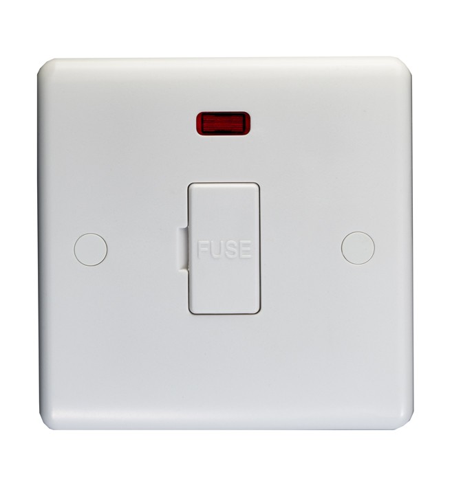 Carlisle Brass Eurolite Enhance White Plastic Unswitched Fused Spur Unit with Neon Indicator