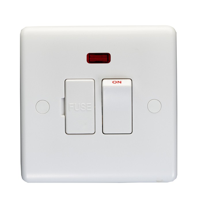 Carlisle Brass Eurolite Enhance White Plastic Switched Fused Spur Unit with Neon Indicator