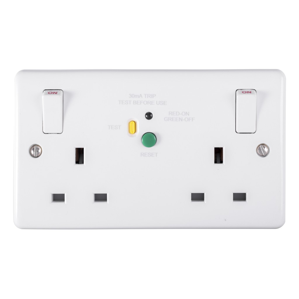 Carlisle Brass Eurolite Enhance White Plastic RCD Switched Double Socket