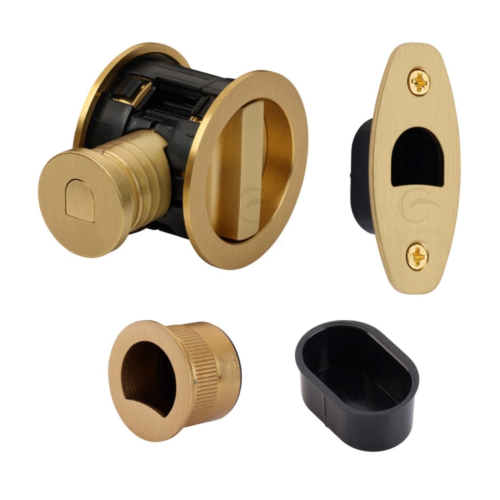 M Marcus Heritage Brass Tubular Lock with Round Privacy Turn & Release