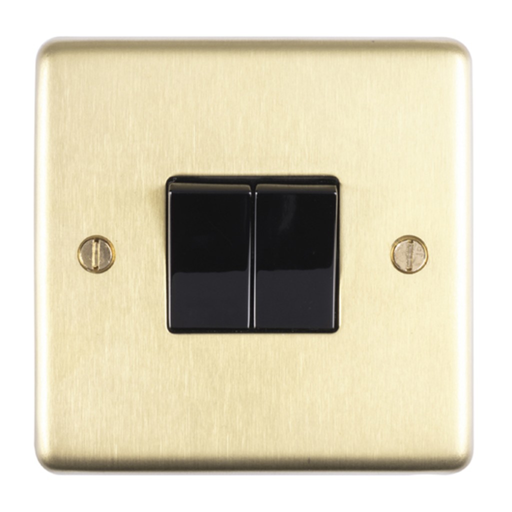 Carlisle Brass Eurolite Stainless Steel Range Round Edge 2 Gang 2 Way Rocker Switch