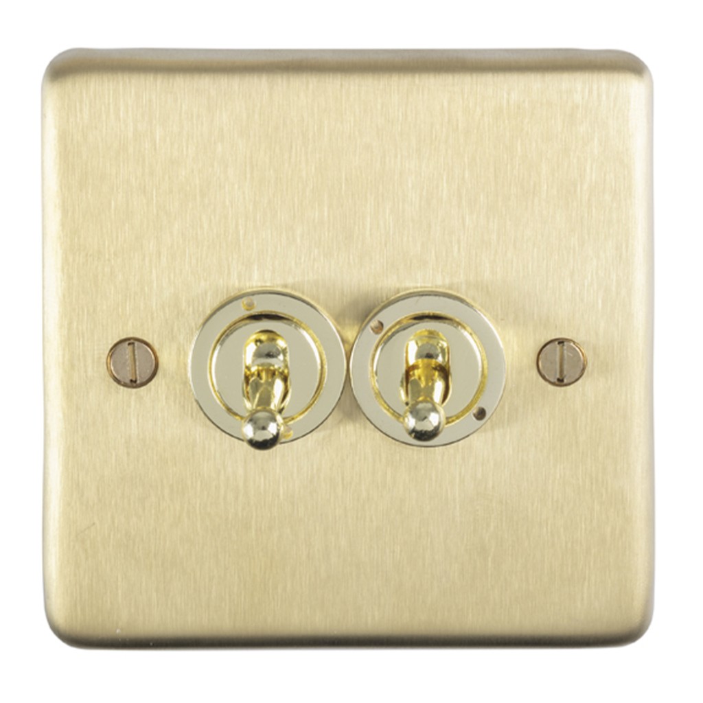 Carlisle Brass Eurolite Stainless Steel Range Round Edge 2 Gang 2 Way Toggle Switch