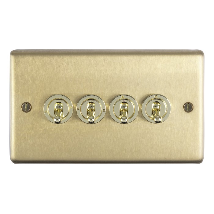 Carlisle Brass Eurolite Stainless Steel Range Round Edge 4 Gang 2 Way Toggle Switch