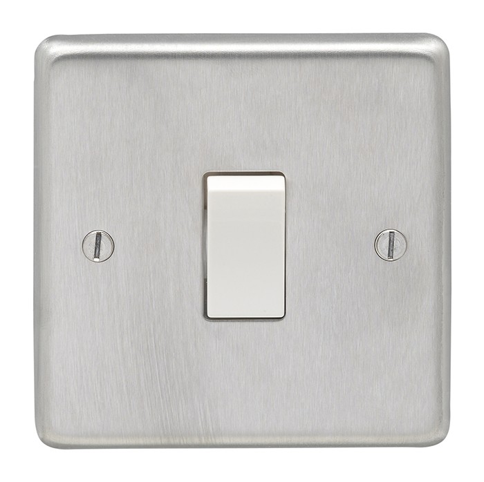 Carlisle Brass Eurolite Stainless Steel Range Round Edge 1 Gang 20 Amp Double Pole Switch