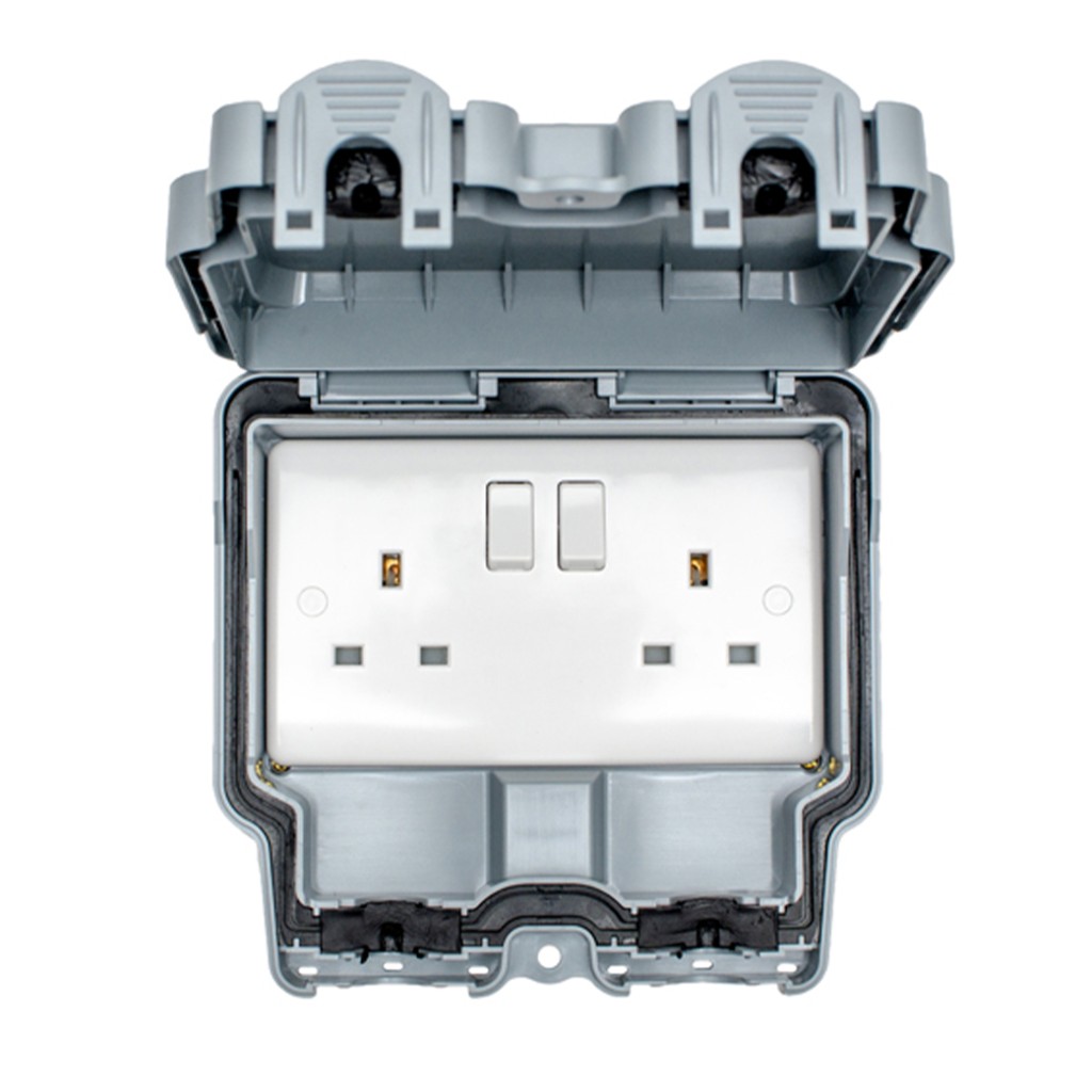 Carlisle Brass Eurolite Utility 2 Gang 13 Amp Weatherproof Outdoor Switched Socket Double Pole IP66