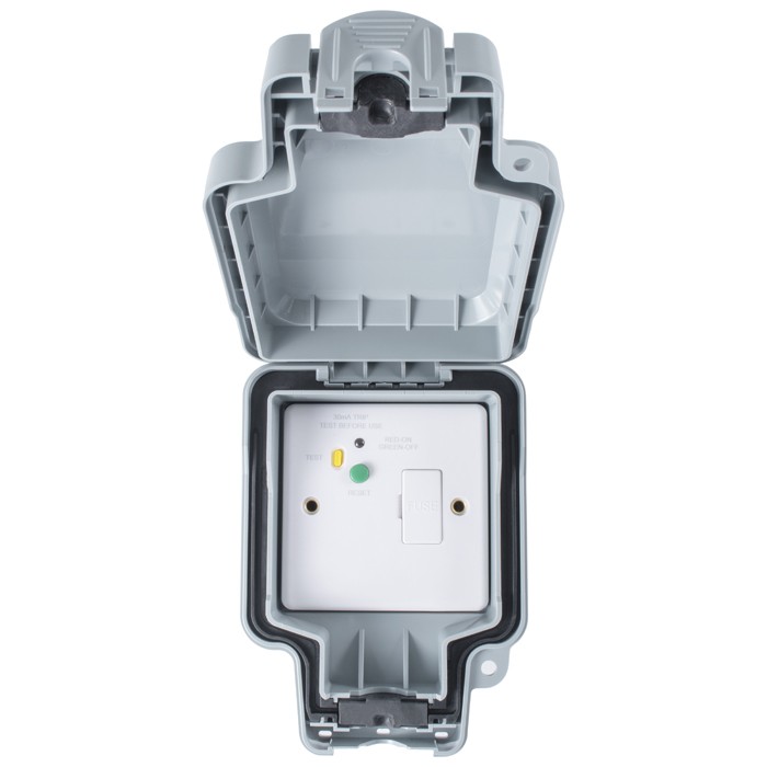 Carlisle Brass Eurolite Utility 13 Amp Unswitched Fused Spur Unit RCD, Passive-30MA Type A, IP66 Euroseal