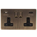 Carlisle Brass Eurolite Concealed 13 Amp Double USB-A & USB-C Socket