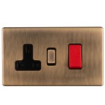 Carlisle Brass Eurolite Concealed 45 Amp Double Pole Cooker Unit Switch with 13 Amp Socket