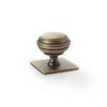 Alexander & Wilks Quantock Cupboard Knob on Square Backplate 34mm ⌀