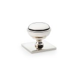 Alexander & Wilks Quantock Cupboard Knob on Square Backplate 34mm ⌀