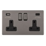 Carlisle Brass Eurolite Concealed 13 Amp Double USB-A & USB-C Socket