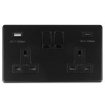 Carlisle Brass Eurolite Concealed 13 Amp Double USB-A & USB-C Socket