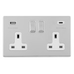 Carlisle Brass Eurolite Concealed 13 Amp Double USB-A & USB-C Socket