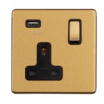 Carlisle Brass Eurolite Concealed 13 Amp Double Pole Single USB-A Socket