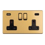 Carlisle Brass Eurolite Concealed 13 Amp Double USB-A & USB-C Socket