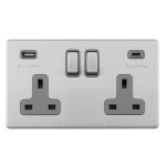 Carlisle Brass Eurolite Concealed 13 Amp Double USB-A & USB-C Socket