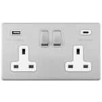 Carlisle Brass Eurolite Concealed 13 Amp Double USB-A & USB-C Socket