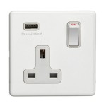 Carlisle Brass Eurolite Concealed 13 Amp Double Pole Single USB-A Socket