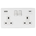 Carlisle Brass Eurolite Concealed 13 Amp Double USB-A & USB-C Socket