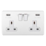 Carlisle Brass Eurolite Concealed 13 Amp Double USB-A Socket