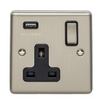 Carlisle Brass Eurolite Enhance Decorative 13 Amp Single USB-A Switched Socket