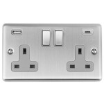 Carlisle Brass Eurolite Enhance Decorative 13 Amp Double USB-A & USB-C Socket