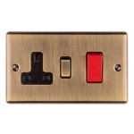 Carlisle Brass Eurolite Enhance Decorative 45 Amp Double Pole Cooker Unit Switch with 13 Amp Socket