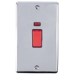 Carlisle Brass Eurolite Enhance Decorative 45 Amp Double Pole Switch with Neon Indicator - Double Vertical Plate