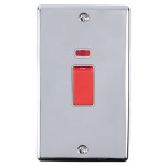 Carlisle Brass Eurolite Enhance Decorative 45 Amp Double Pole Switch with Neon Indicator - Double Vertical Plate