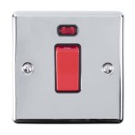 Carlisle Brass Eurolite Enhance Decorative 45 Amp Double Pole Switch with Neon Indicator - Single Plate