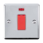 Carlisle Brass Eurolite Enhance Decorative 45 Amp Double Pole Switch with Neon Indicator - Single Plate