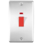 Carlisle Brass Eurolite Enhance Decorative 45 Amp Double Pole Switch with Neon Indicator - Double Vertical Plate