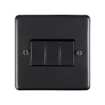 Carlisle Brass Eurolite Stainless Steel Range Round Edge 3 Gang 2 Way Rocker Switch