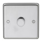 Carlisle Brass Eurolite Stainless Steel Range Round Edge 1 Gang 2 Way Push On/Off Dimmer Switch (400W)