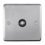 Carlisle Brass Eurolite Stainless Steel Range Round Edge 1 Gang TV Coaxial Socket