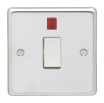 Carlisle Brass Eurolite Stainless Steel Range Round Edge 1 Gang 20 Amp Double Pole Switch with Neon Indicator