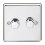 Carlisle Brass Eurolite Stainless Steel Range Round Edge 2 Gang 2 Way Push On/Off Dimmer Switch (400W)