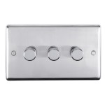 Carlisle Brass Eurolite Stainless Steel Range Round Edge 3 Gang 2 Way Push On/Off Dimmer Switch (400W)