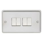 Carlisle Brass Eurolite Stainless Steel Range Round Edge 4 Gang 2 Way Rocker Switch