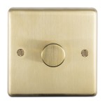 Carlisle Brass Eurolite Stainless Steel Range Round Edge 1 Gang 2 Way Push On/Off Dimmer Switch (400W)