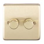 Carlisle Brass Eurolite Stainless Steel Range Round Edge 2 Gang 2 Way Push On/Off Dimmer Switch (400W)