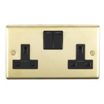 Carlisle Brass Eurolite Stainless Steel Range Round Edge 2 Gang 13 Amp Double Pole Switched Socket